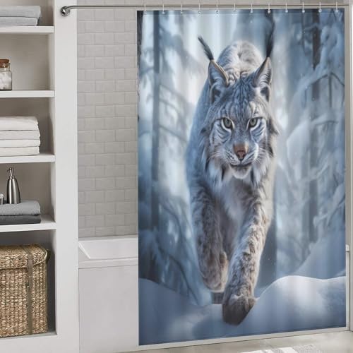 Rideau de douche léopard en polyester 152x183 cm avec crochets - 2