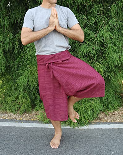 RaanPahMuang Thin Striped Cotton Two Tone Fisherman Capri Wrap Pants2