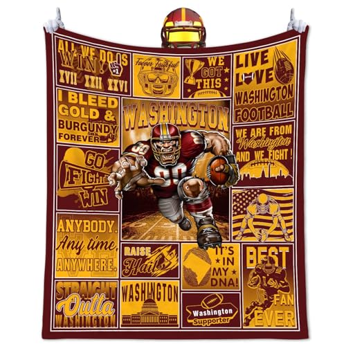 Football Blanket Gifts for Men 50 X 60 City Football Lovers Fan Gifts Merch Gear Suff Sports Fan Throw Blankets for Sofa Bed Bedroom Living Room Burgundy