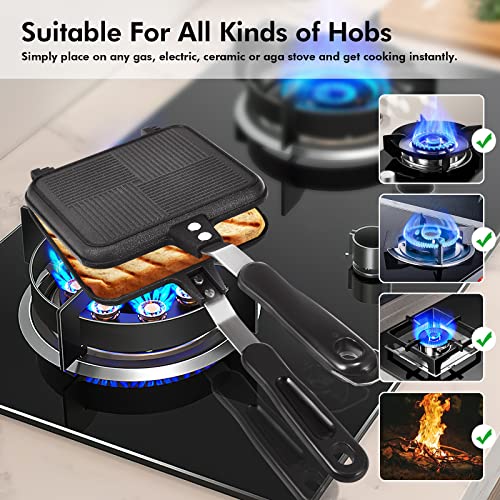 Toasted Sandwich Maker, Non-Stick Stovetop Toastie Maker, Double Sided Portable Sandwich Toaster for Camping & Home, Compact Breakfast Panini Press, Easy Clean & Fast Heating - Image 7