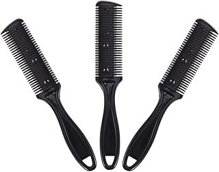 ifundom 3 peças pente de lâmina, tesoura de corte de pente de corte de cabelo, lâmina dupla, pente de desbaste de cabelo ferramenta de corte fino