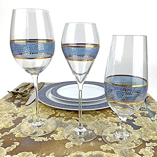 Vasos con tallo Panthera Michael Wainwright de cristal artístico índigo pack de 2 copas 3