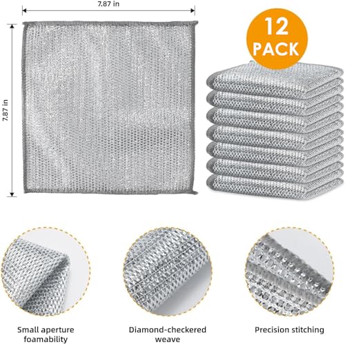 12 Pack Non-Scratch Dishcloth, Multipurpose Dishwashing Rags for Wet and Dry, Easy Rinsing, Reusable, Cleaning Cloth for Kitchen, Sinks (Pack of 12) 2 51FFAwyWRcL