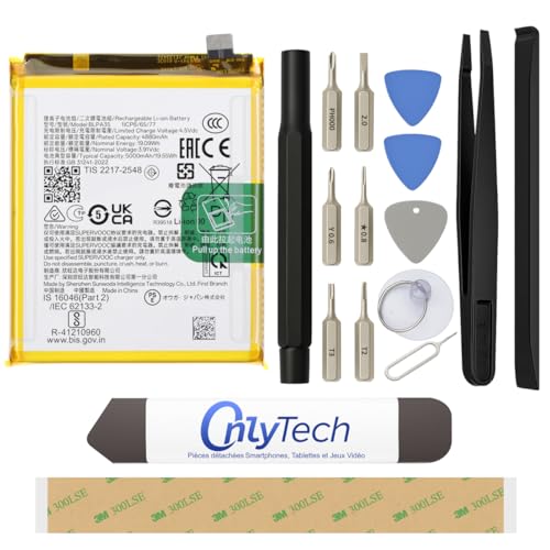 OnlyTech   Batería de repuesto para Realme 12 Pro / 12 Pro Plus (5000 mAh, calidad idéntica al modelo BLPA35 con kit de reparación de 15 herramientas