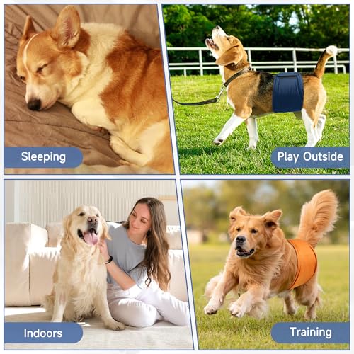 Image of 5 Pack Dog Diapers Male, High Absorbing Dog Wraps, Belly Bands for Male Dogs with Incontinence or Frequent Urination, Washable Doggie Diapers Brown S