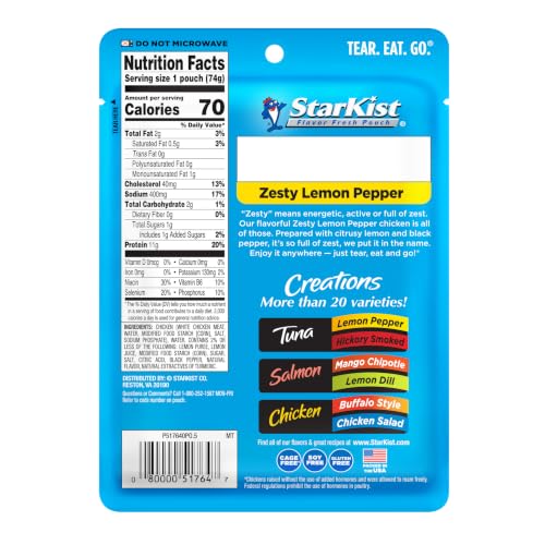 Image of StarKist Chicken Creations Zesty Lemon Pepper, 2.6oz Pouch, 1-Pack
