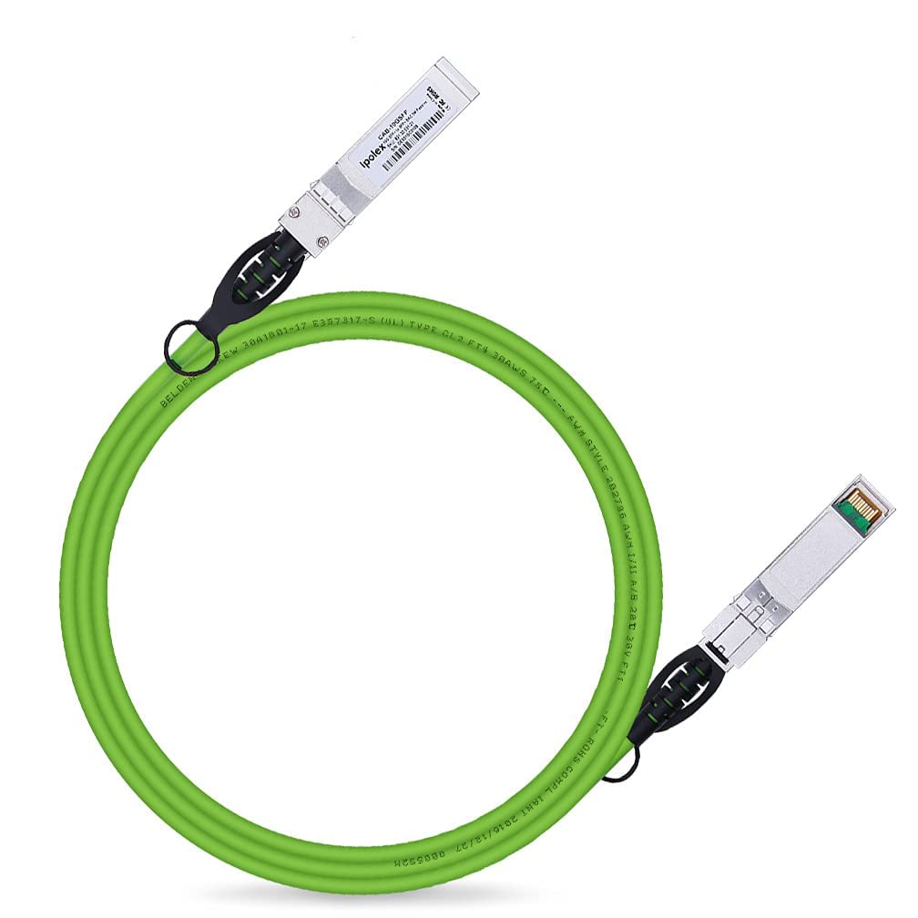 ipolex 10G SFP+ Kupferkabel, Grün SFP+ DAC, 10GBASE-CU Direct Attach Kabel, 10Gb/s Passives Twinax Kabel Kompatibel für Cisco, Ubiquiti, Meraki, Mikrotik, Intel und mehr. 3-Meter.