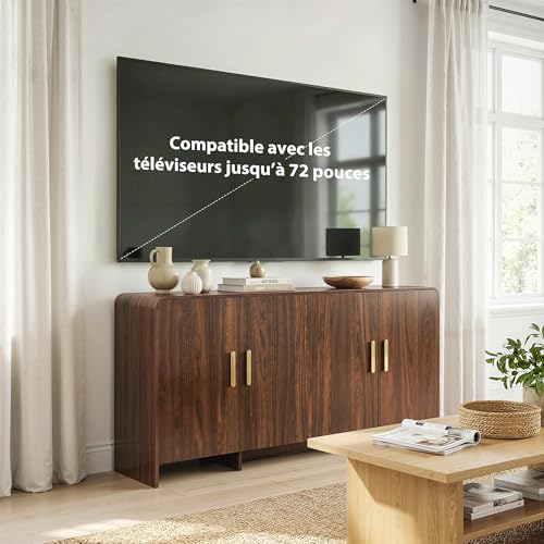 Buffet cuisine 152 cm noyer bords arrondis HOMCOM