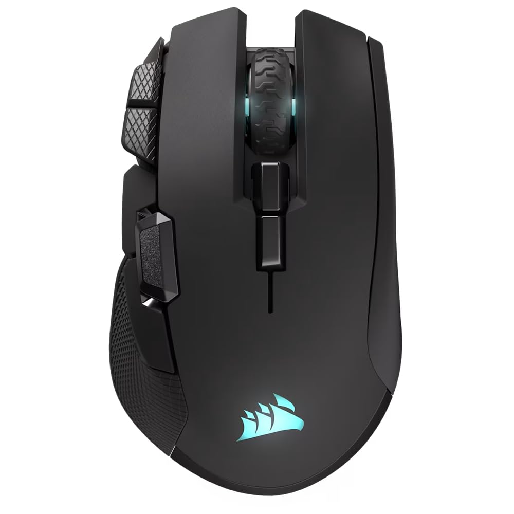 CORSAIR IRONCLAW Bezprzewodowa mysz do gier SE, 26 000 DPI, ergonomiczna konstrukcja dla większych dłoni, 10 programowalnych przycisków, do MOBA, FPS, MMO, czarna