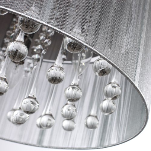 LightInTheBox Modern Silver Crystal Pendant Light in Cylinder Shade Drum Style Home Ceiling Light Fixture Flush Mount Pendant Light Chandeliers Lighting for Bedroom Living Room Dining Room Guest Room