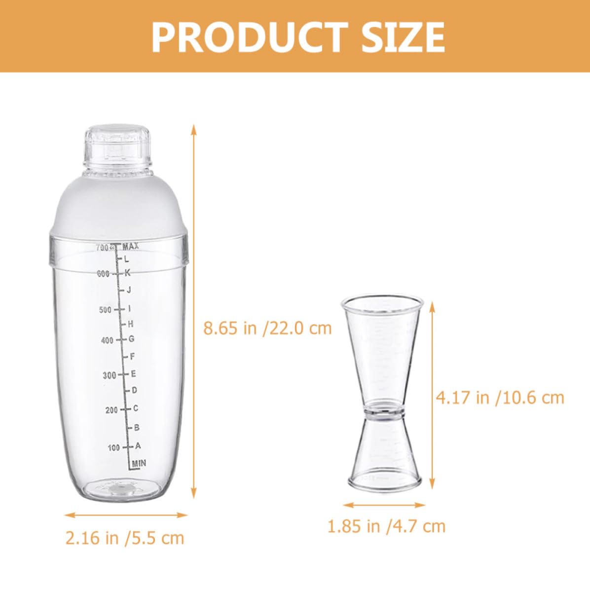 Ciieeo Shaker per Cocktail 700ml in Plastica, Shaker per Bevande Graduato, Tecnologia di Tenuta ad Alta Tenuta, per Bartender, Casa e Bar