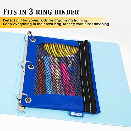 Bazic 3-Ring Pencil Pouch With Mesh Window For School, Home, Or Office Supplies (Assorted Colors. Case Of 24) #TOP3
