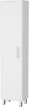 FM FURNITURE Slim Storage Cabinet with Doors and Interior Shelves, Space Saving Organizer for Bedroom, Bathroom or Living Room, Modern Freestanding Storage Furniture