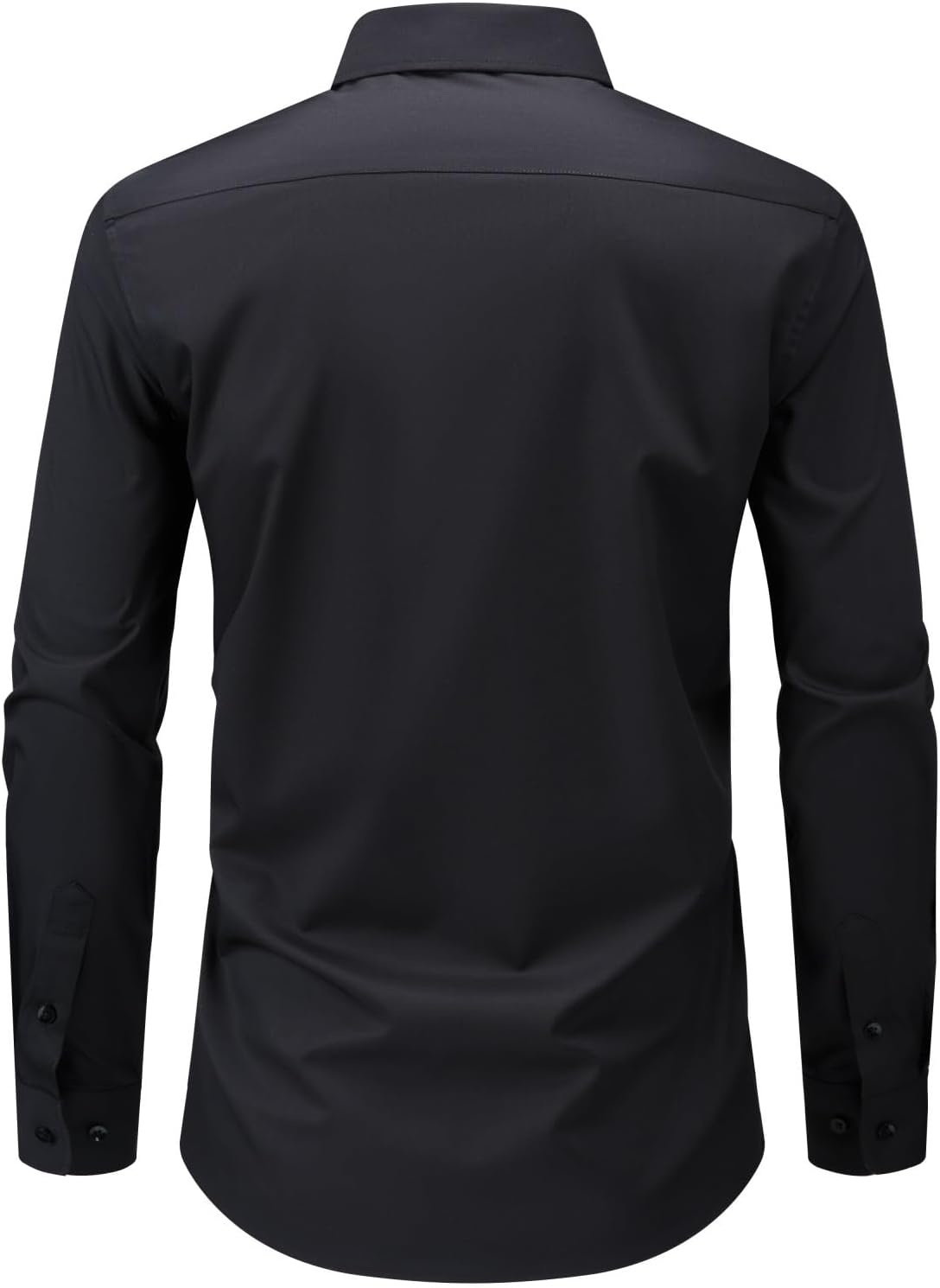 JKIIA Men's Dress Shirts Stretch Wrinkle-Free Long Sleeve Shirts Solid Business Casual Formal Button Up Shirt - Image 4