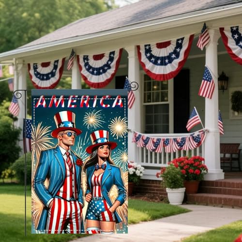 Image of Nuxovilar Veterans Day Fireworks Flag 12x18 Polyester