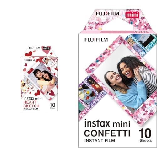 Film instax mini Fujifilm Heart Sketch et Confetti pour appareils photo instantanés