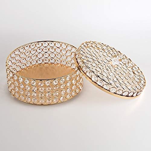 30CM14CM big European yellow crystal glass storage jars sugar cans diamond candy box cotton swabs box cotton pad home - (Size: 20cm width)