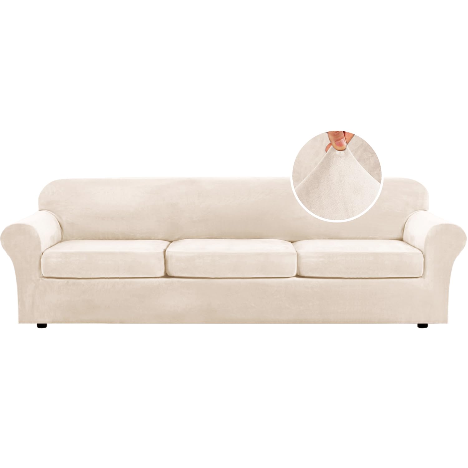 Photo 1 of H.VERSAILTEX Velvet Plush XL Sofa Slipcover - Cream