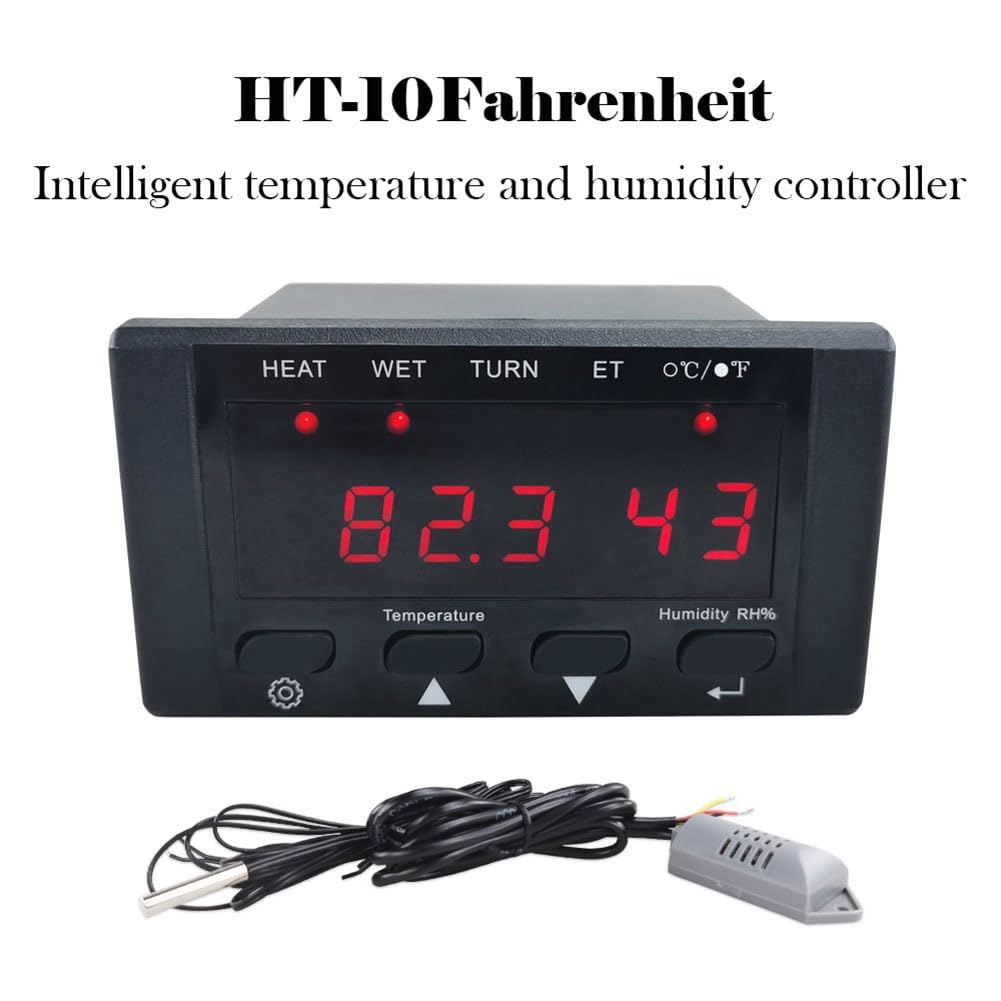 Control de Temperatura y Humedad del Termostato de Incubadora HT-10 con Indicador de HumidificacióN y Calentamiento 110-220V Negro