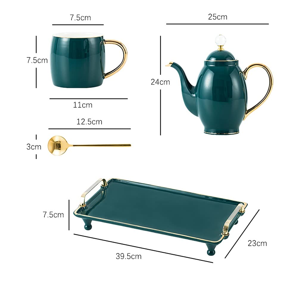 Juego de tazas de café espresso Juego de regalo de cerámica para café y té Juego de tazas de café para 6 personas Exquisito juego de té de cerámica Malaquita verde oscuro Tazas de té verde