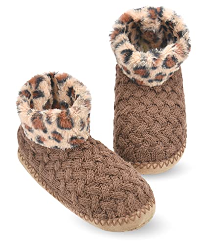 Image of DICUIRD Womens Soft Sole Warm Fluffy Slipper Boots Socks