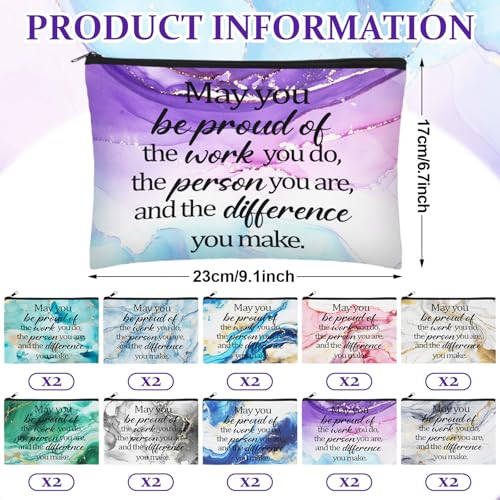 Sieral 20 Pcs Housekeeping Week Gifts Bulk 2025 Inspirational Makeup Bags Marble Cosmetic Bag with Zipper for Housekeeping Appreciation Gifts Thank You Gift2
