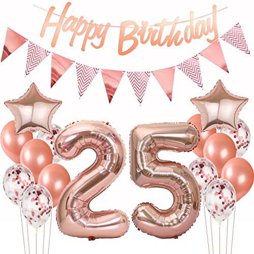 Palloncini e Decorazioni Compleanno 25 Anni Donna Oro Rosa - Festa Decorazione