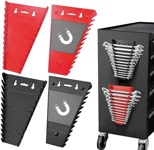 Magnetic Wrench Organizer 2-Piece, Wrench Rack Tool Trays SAE (1/4