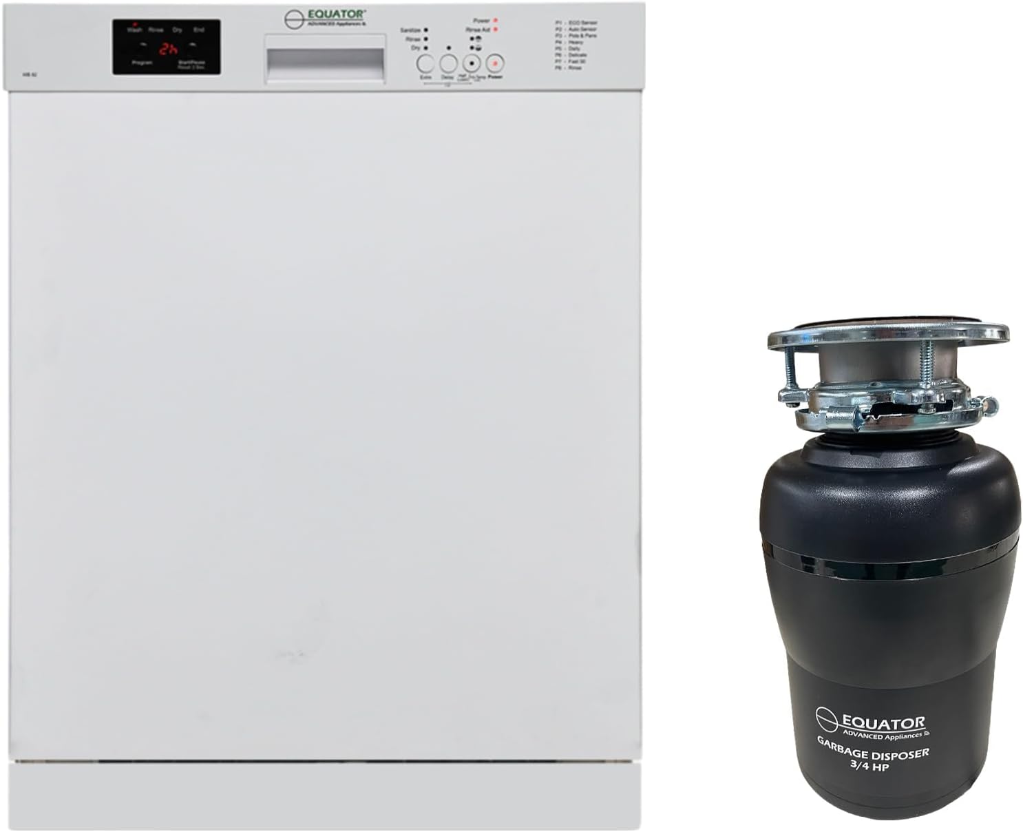 Pemberly Row 24" Dishwasher with 14 Place Settings, 3/4 HP Garbage Disposer, 51dB Quiet Operation, Dual Spray Arms, ADA-Compliant Design, 110V, White Finish, Modern Kitchen Cleaning Appliance