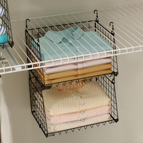 3-Tier Foldable Hanging Closet Organizer with 360° Rotating Hooks–Clothes Hanging