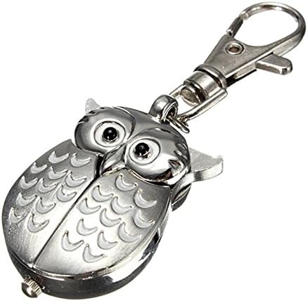 ODETOJOY Flip Open Owl Keychain Watch Pendant Tortoise Car Heilicopter Pocket Watch with Key Ring image 5