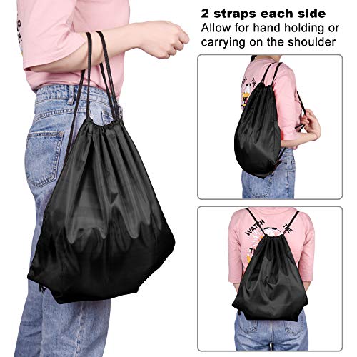 Image of KUUQA 2 Pcs Drawstring Backpack Bags Bulk Sports Cinch Sack String Backpack Storage Bags for Gym Traveling(Black, Blue)