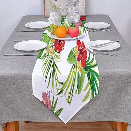 Nappe élégante chemin de table blanc vert fleurs restaurant