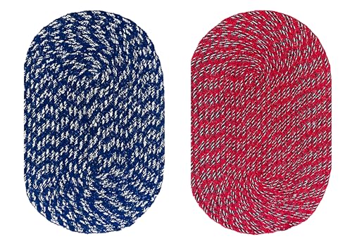 Image of Doormats for Homes|Handmade Cotton Doormat | Quick Dry, Washable Door Mat for Home, Bathroom & Bedroom (33X53 CM)(Blue-Red)