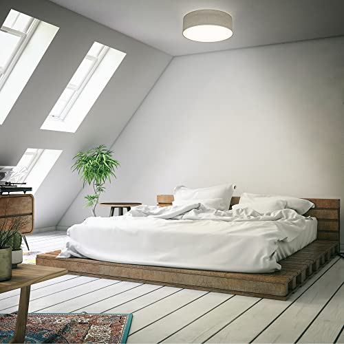 B.K.Licht - Deckenlampe mit Lampenschirm aus Stoff, Taupe, E27 Fassung, max. 40 Watt, 300mm, Deckenleuchte, Lampe, Wohnzimmerlampe… – Ansicht 2