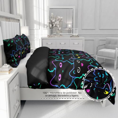 Ropa de cama de gatos para dormitorio juvenil con funda nórdica 135x200 6