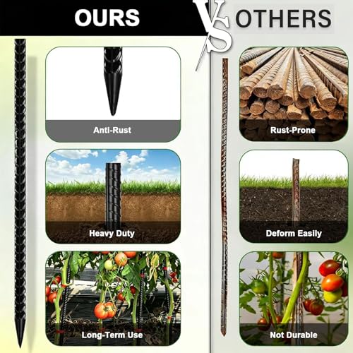 Image of Eurmax USA 16-Pack 16 Inch Rust-Proof Steel Canopy Anchors for High Winds, Heavy Duty Rebar Stakes, Chisel Point Metal Ground Stakes for Camping,Garden,Concrete Forming,Underground Anchoring