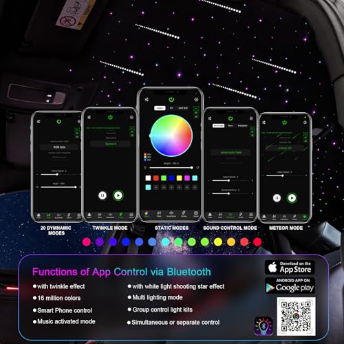 Image of Dual Color Starlight Headliner Kit 1000pcs Meteor&Twinkle Fiber Optic Light | 13.1ft 240pcs Shooting Star Lights for Car /Home, Music Sync Star Ceiling Light with APP /Remote for SUV /Truck Decoration