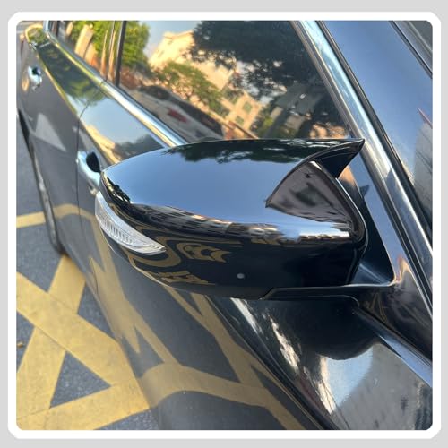 Image of Side Mirror Cover,for Nissan Sentra 2013-2019 /Nissan Altima 2013-2018, Bright Black Side Rear Mirror Covers Body Kit Accessories for Cars(with Turn Signal Cutout)