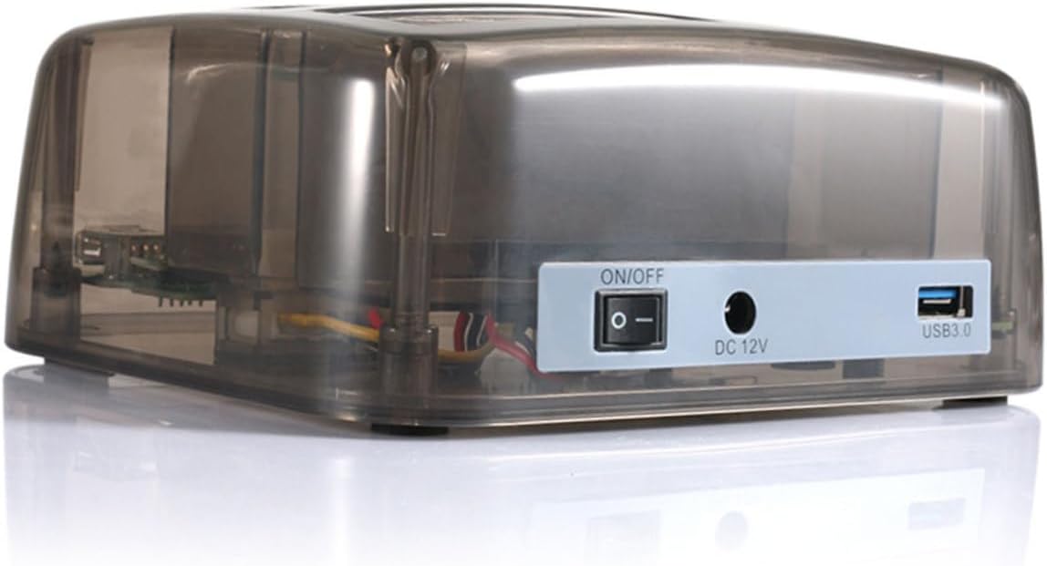 Mipcase 1pc USB Hard Disk Base Reader Dual Bay Transparent Design Voltage Compatible Tool Setup for Fast Data Transfer and Power Supply