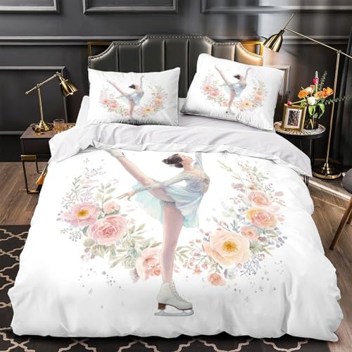 Parure de lit microfibre 200x200cm motif plumes avec housse de couette