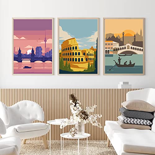 Image of cupmod 6 Packs Paint by Number Kits for Adults Beginners,City Travel Easy Acrylic Kits,Oil Painting Art on Canvas Without Frame Home Wall Decor 7.8x11.8inch (MT11189-MT11194)