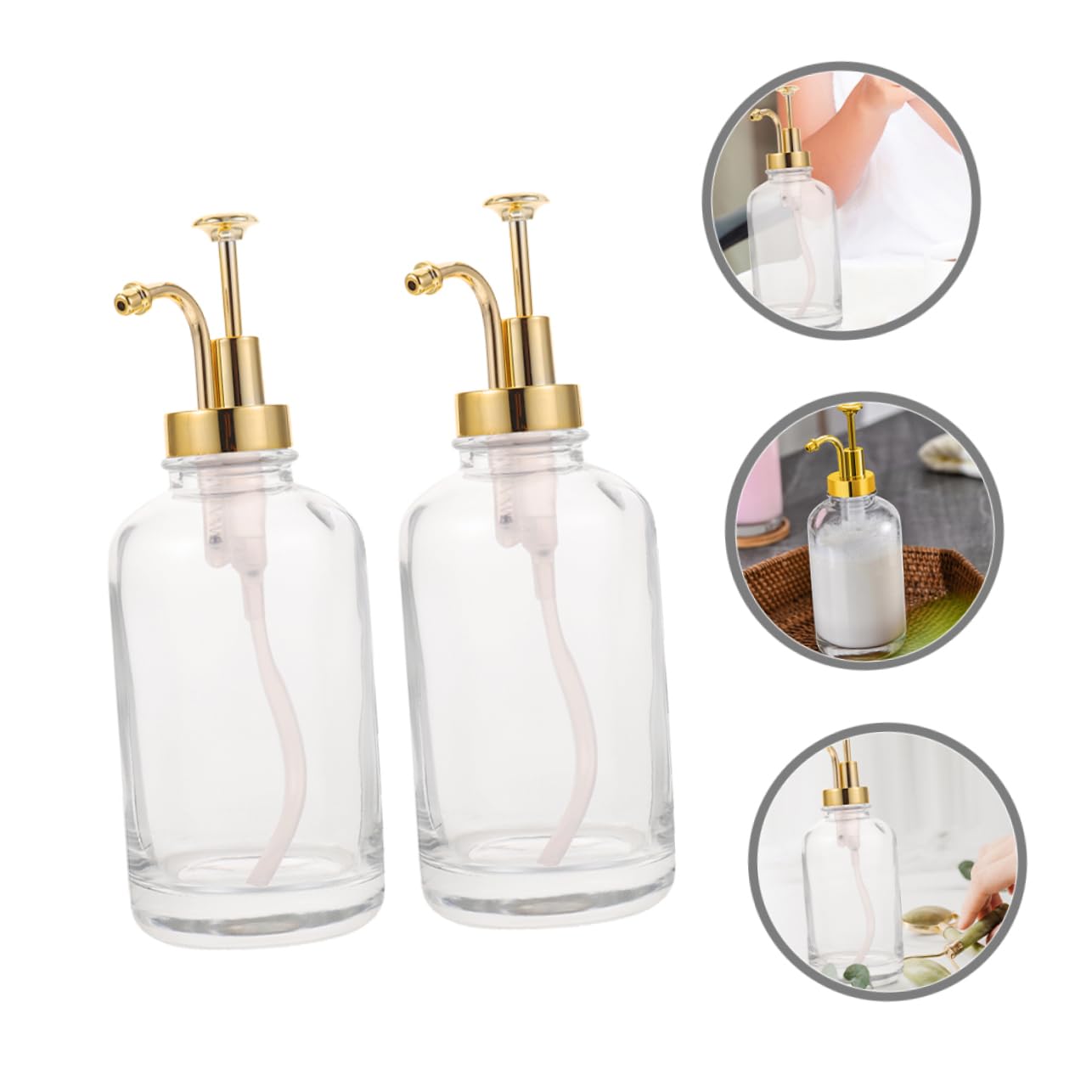 Cabilock 2pcs Transparent Glass Syrup Dispenser with Pump Multi Use Honey Jam and Syrup Bottle Sturdy and Practical for Kitchen Bar Use and More