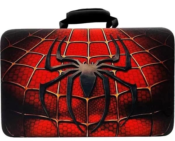 Image of New World Storage bag for PS5 Slim ,Hard Travel Carrying Case Compatible for PS5 Slim Disc and Digital , Waterproof Shoulder Bag with Both Side Compartments Travel Accessories for PS5 Slim (Red-Spider)