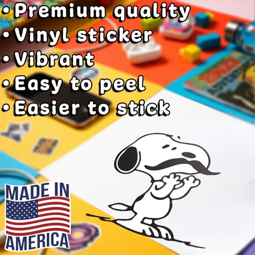 Vinilo de Snoopy con bigote resistente para decorar tu MacBook y coche 3