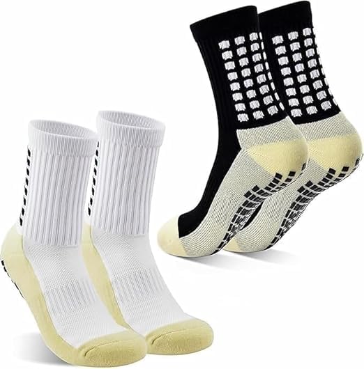 rdaqias Pack of 2 pair Hi-Tech Performance Athletic grip Socks for Men & Women | Crew Length, Anti-Slip Rubber Grip socks for footballers, Thick Cushion Sports Socks for Running, Gym, Training-picture-28