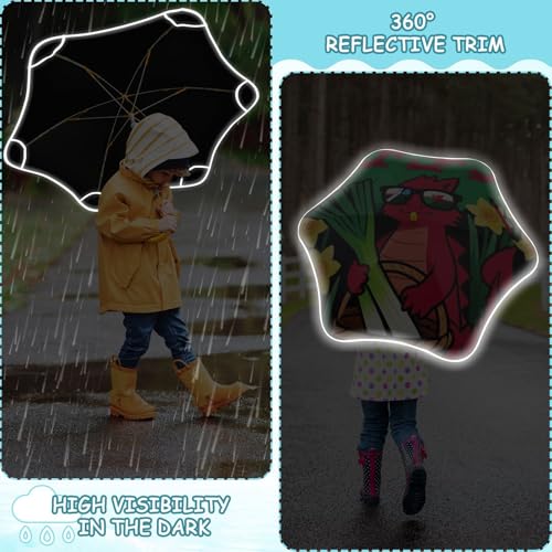 Paraguas infantil antisoplido e impermeable con tira de seguridad reflectante 6