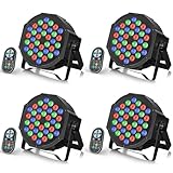 U`King 4 PCS RGB Par LED avec Télécommande, 36 LED Lumiere de Scene Jeux de Lumiere avec Son Activé, Lumière Disco pour Fête DJ Bars Groupe Concerts Halloween Noël