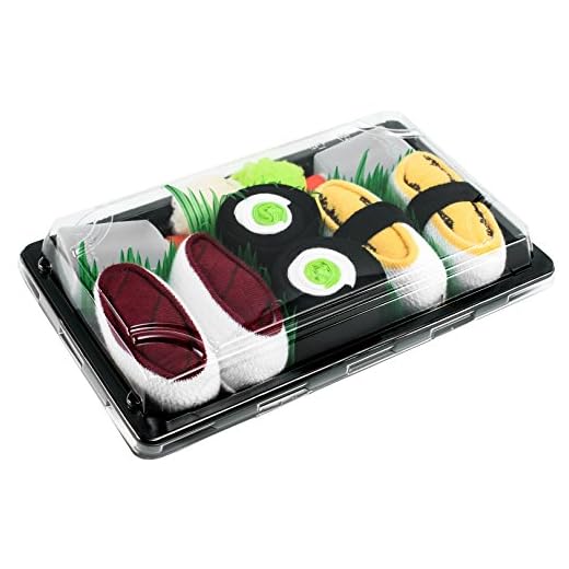Rainbow Socks - Mujer Hombre Calcetines Sushi Tamago Atún Maki de Pepino - 3 Pares - Tamaño 36-40