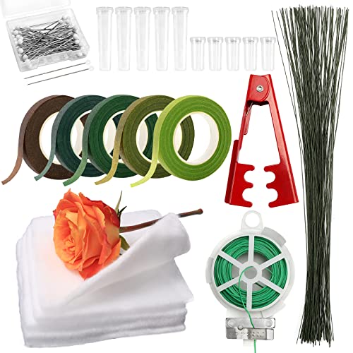 Flower Arrangements Supplies Floral Arrangement Kit With Floral Tape, Flower Water Cubes,26 Gauge Floral Wire Stems Green Paddle Wire Built-In Cutter Rose Thorn Stripper Corsage Pins Bouquet Tools #TOP18